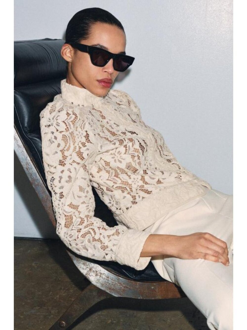 ZARA ZW COLLECTION LACE BLAZER - Picture 4 of 7